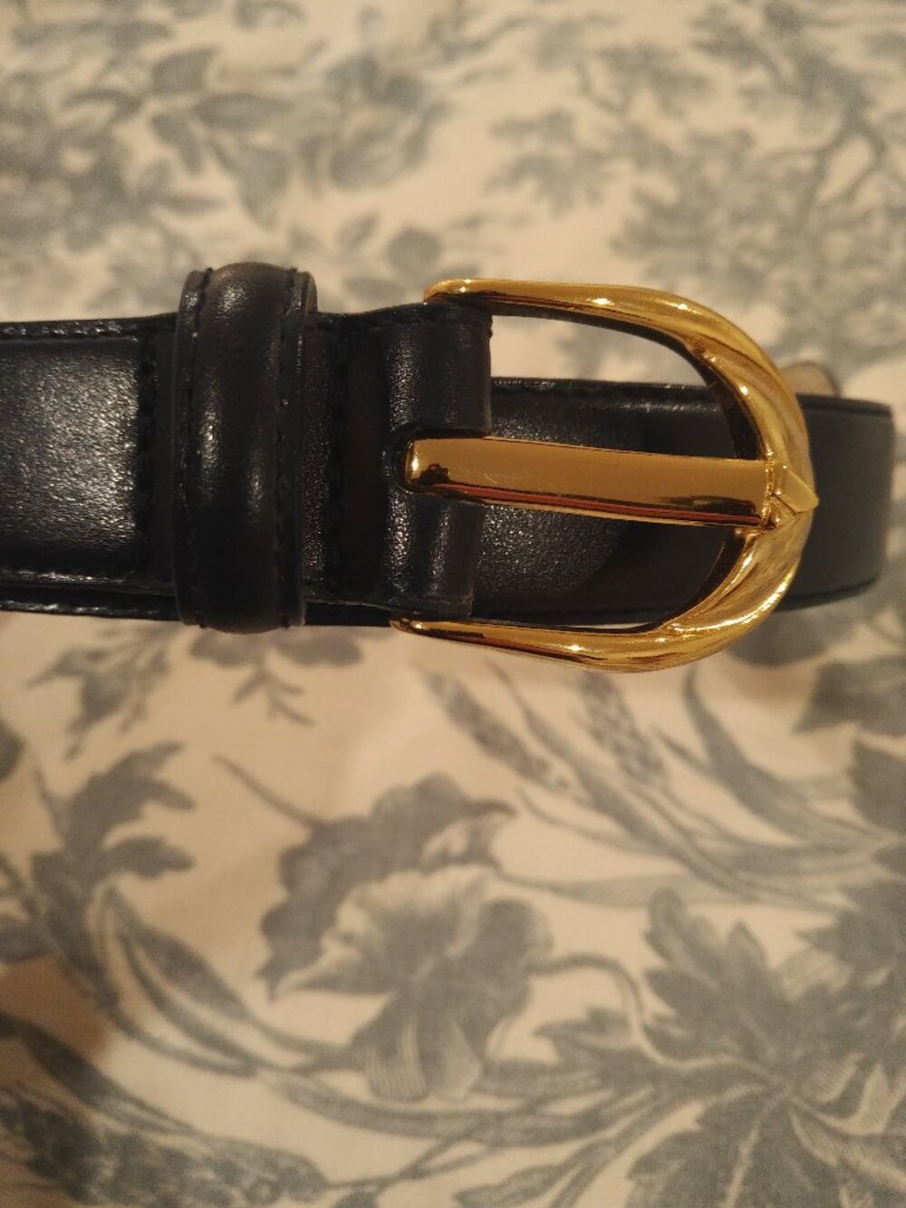 Vintage Liz Claiborne Navy Belt with Gold Buckle - Never Worn